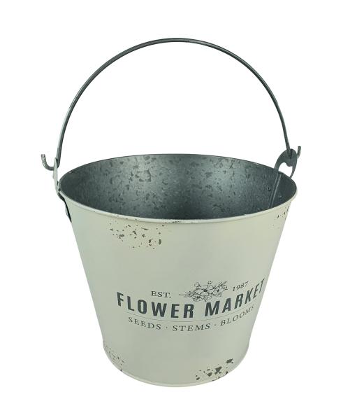 Zinkeimer "Flower Market" 23x19cm - 3 Farben -